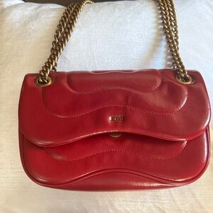 JW PEI Red Shoulder Bag with Gold Chain